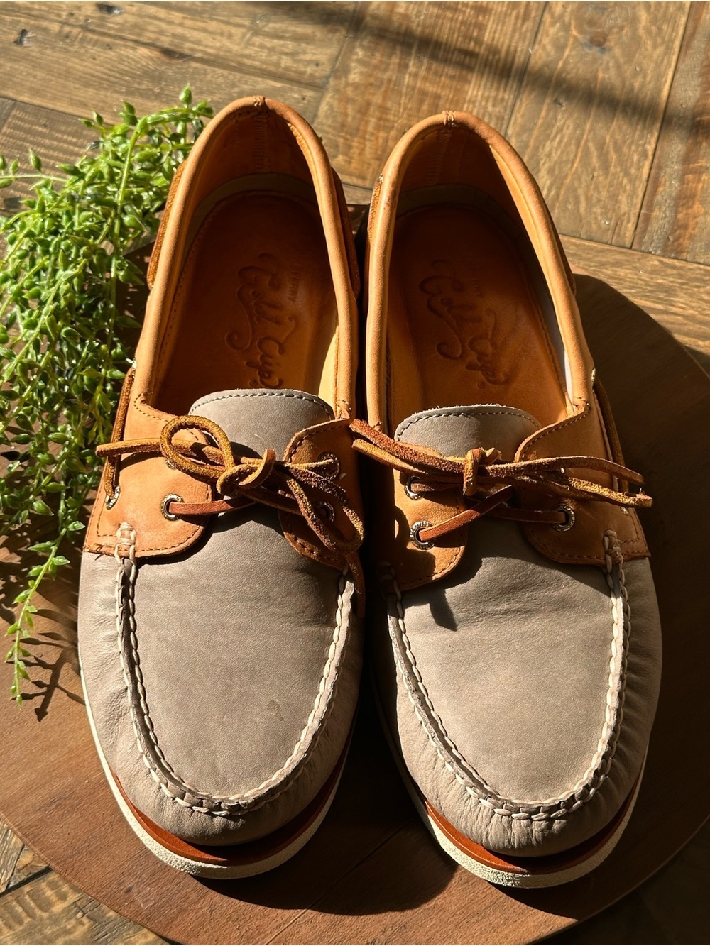 Mens Sperry Top-Sider GOLD CUP 2-Eye Boat Shoe, STS17942 Size 9.5 Steel/Tan READ